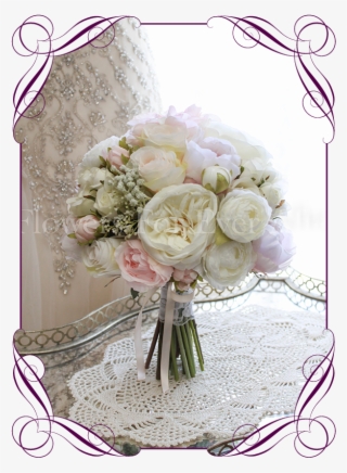 An Elegant And Romantic Silk Artificial Wedding Bridal - Bridesmaid Peony And Roses Bouquets