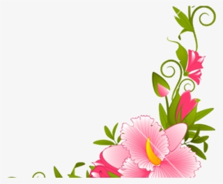 Pink Flower Clipart Divider - Flowers Border Design Png