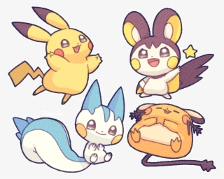 Pikachu Dedenne Emolga Pachirisu Pokemon Fan Art Illustration - Cartoon