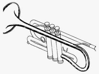 Brass Clipart Musical Instrument - Trumpet Black And White Png