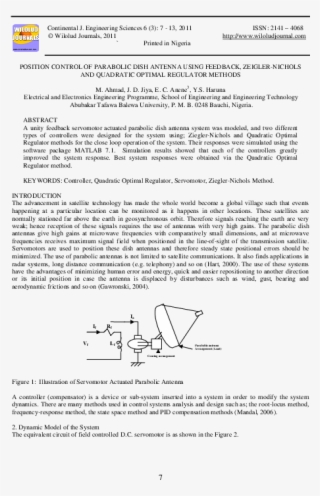 Position Control Of Parabolic Dish Antenna Using Feedback, - Document