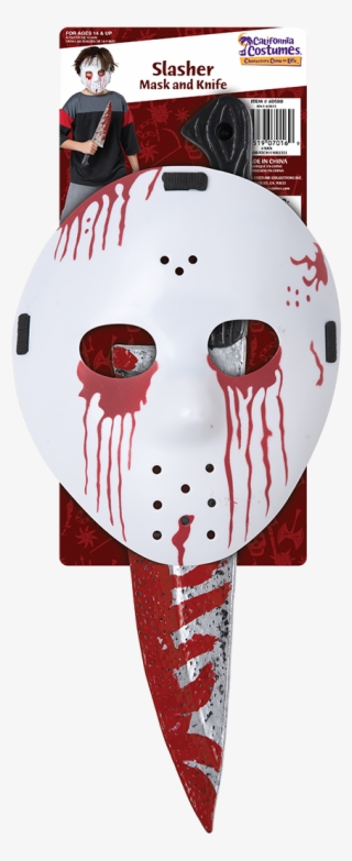 Slasher Hockey Mask And Knife - Hockey Mask Halloween Costume