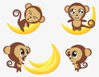 Ape Bananas Monkeys Transprent - Cartoon Monkey With Bananas