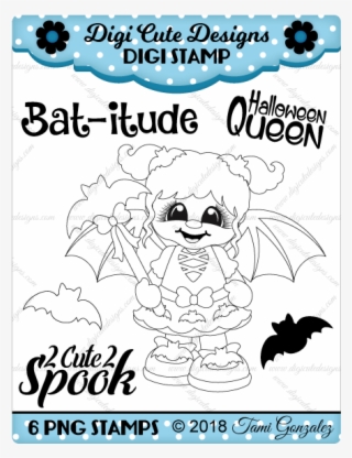Bat Girl Digi Stamp-batwoman, Bats, Comic, Halloween - Cartoon