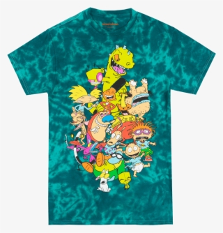 Nickelodeon Cartoon Characters T-shirt Tie Dye Green - All Nickelodeon Characters Shirt