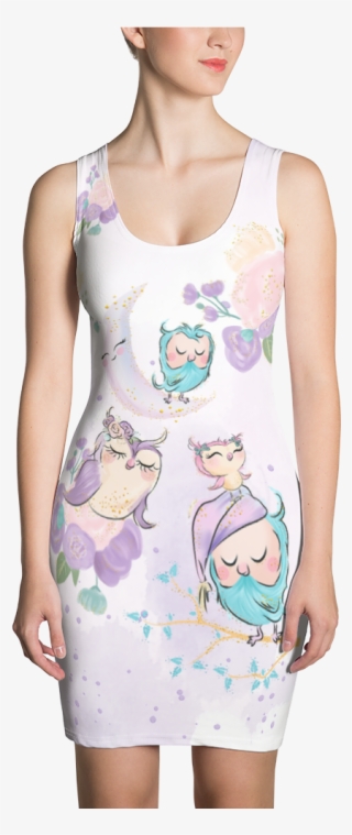 Sweet Dream Cute Owl Family All Over Printed Dress - Dress