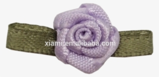 Party Decorated Purple Rose With Green Leaf Mini Ribbon - Artificial Flower