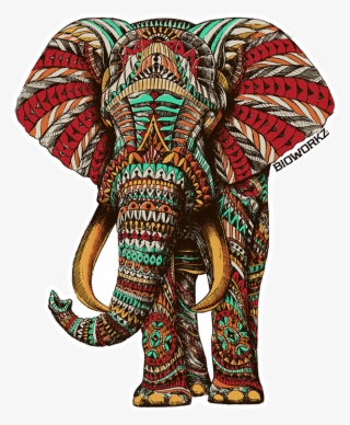 Ornate Elephant Sticker - Color Art Elephant