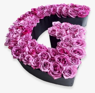 Caja De Letra Con Rosas Lila - Caja De Flores En Forma De Letra