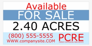 Vinyl Real Estate For Sale Banner With Acreage And - Graphic Design