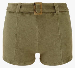 Olive Terry Cloth Belted Hot Pant - Pocket