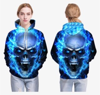 3d Blue Flame Skull Hoodies [ Free Shipping] - Blue Skull Sweatshirt
