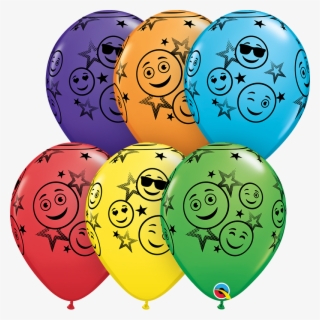 11" Bright Rainbow 50 Count Smiley Stars Latex Balloons - Balloon
