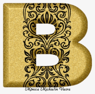 Alfabeto Glitter Dourado Com Ornamentos Png, Glitter - Wedding ...