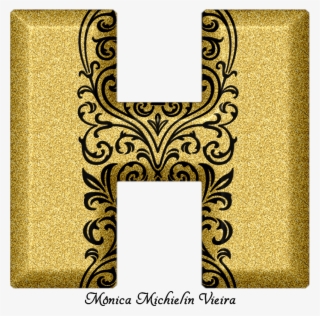 Alfabeto Glitter Dourado Com Ornamentos Png, Glitter - Motif
