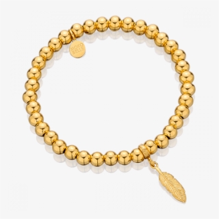 Gold-plated Beaded Bracelet With Feather - Bracelet