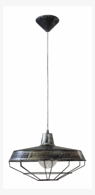 Hanging Light Fixture In Patina Silver Color With Metallic - Lampshade