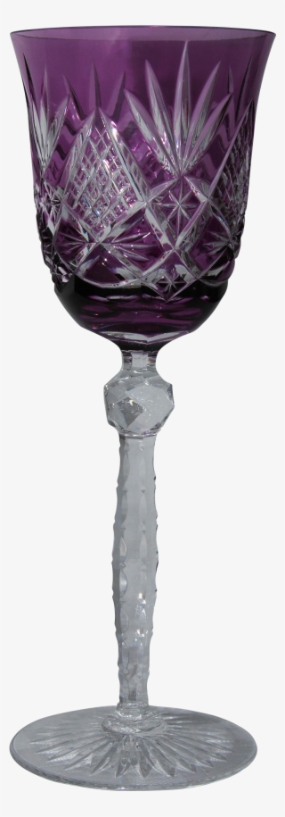 1920's Bohemian Lead Crystal Purple Wine Glass / Goblet - Crystal Glasses Png