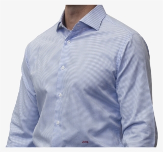 Blue Check Shirt 120s 2 Ply Cotton - Long-sleeved T-shirt