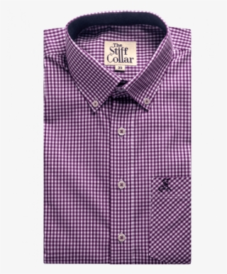 Purple Checks Button Down Polo Cotton Shirt - Formal Wear