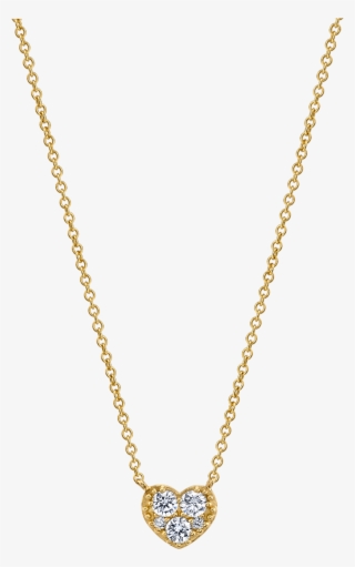 Three Diamond Heart Necklace - Gold Rose Pendant Necklace