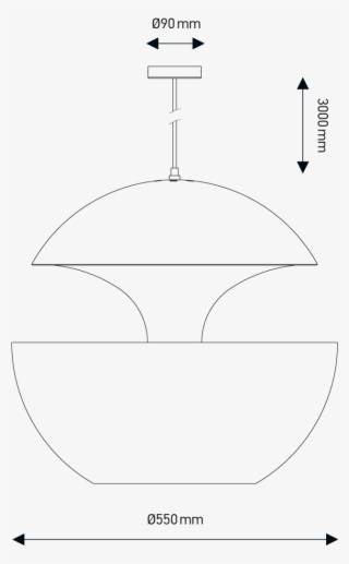55cm Diameter Aluminium Globe Pendant In Black & White - Diagram