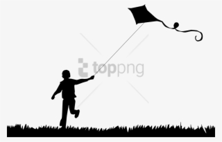 Free Png Download Boy Flying Kite Silhouette - Boy Holding Kite Silhouette