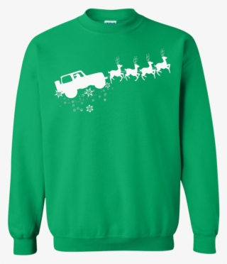 Santa Sleigh Jeep Printed Crewneck Pullover Sweatshirt - Sweater