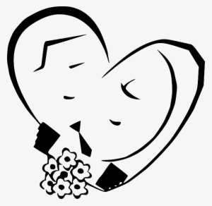 Black, Outline, White, Flowers, Cartoon, Love, Roses - Husband And Wife Love