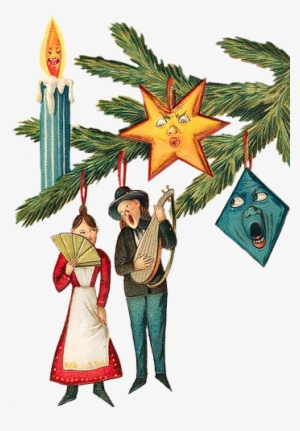 singing christmas tree decorations - vintage wunderliche weihnachtsgruß-karte karte