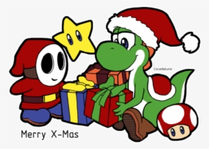 Simple X-mas Related Drawing - Yoshi And Shy Guy