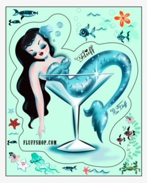 Martini Mermaid Sticker - Miss Fluff Mermaid