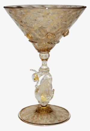 Vintage Venetian Murano Glass Swan Stemware Martini - Antique Glass Png