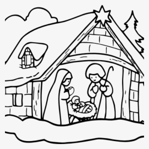 Nativity Clipart Black And White Manger House2 Clip - Manger Black And White Clipart