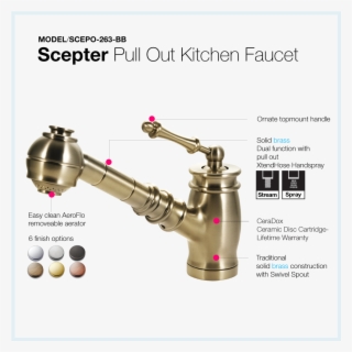 Houzer Scepter Pull Out Solid Brass Kitchen Faucet - Tap