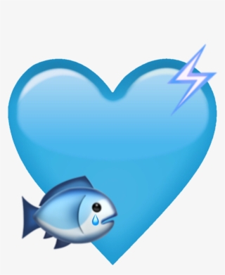 Blue Heart Emoji Fish Electric Electricity Cute Sticker - Heart