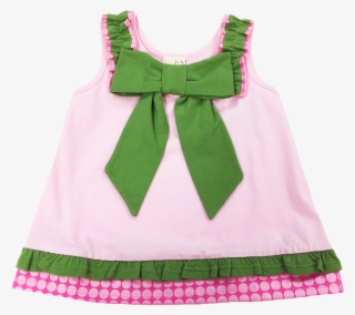 Pink Tank With Large Green Bow