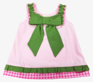 Pink Tank With Large Green Bow