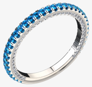 Modern Style Blue Topaz And Diamond Ring In 14k Gold - Bangle