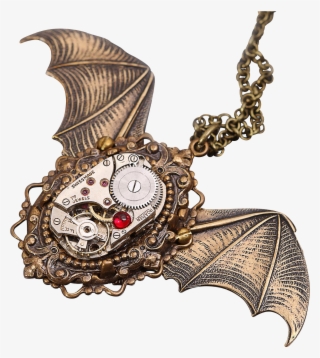 Bat Necklace Steampunk Necklace Bat Wings Gothic Halloween - Locket