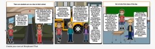 There Are Students Are On A Bus To Their School﻿ - Cartoon