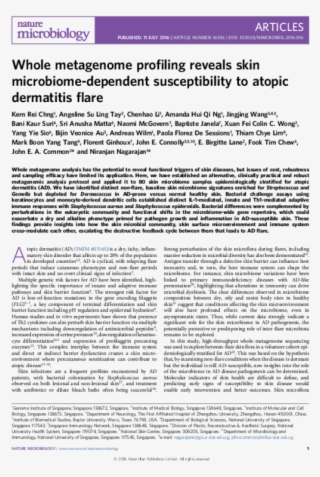 Whole Metagenome Profiling Reveals Skin Microbiome-dependent - Document