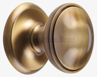 80mm Round Front Door Centre Knob Brushed Antique Brass - Brass