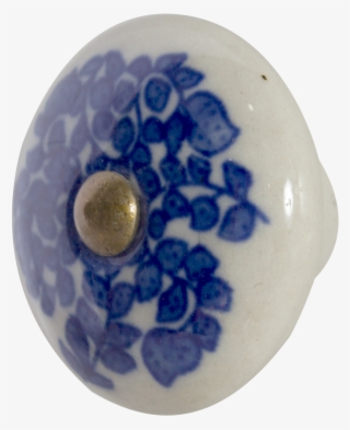 Doorknob - Blue Leaves - Blue And White Porcelain