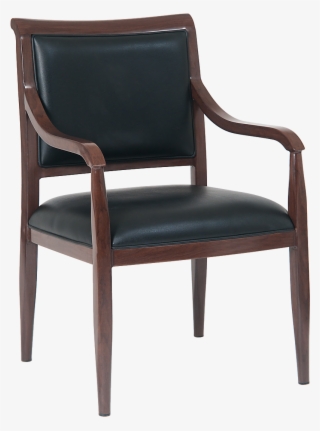 Walnut Wood Grain Black Vinyl Aluminum Armchair - Chair