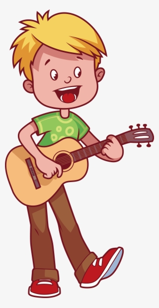 Boy Playing Guitar Clipart - Play Guitar Cartoon Png