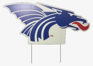 Lawn Sign With A Big Blue Dragon On White Background - Hutchinson Community College Mascot