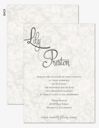 Wedding Invitation With Soft Grey Lacy Floral Background - Document
