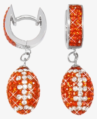 Dark Orange And White Football Earrings - Earrings