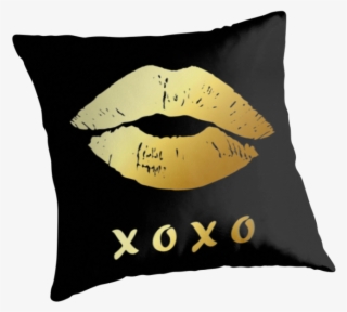 Gold Lips Xoxo Hugs And Kisses Throw Pillows - Throw Pillow